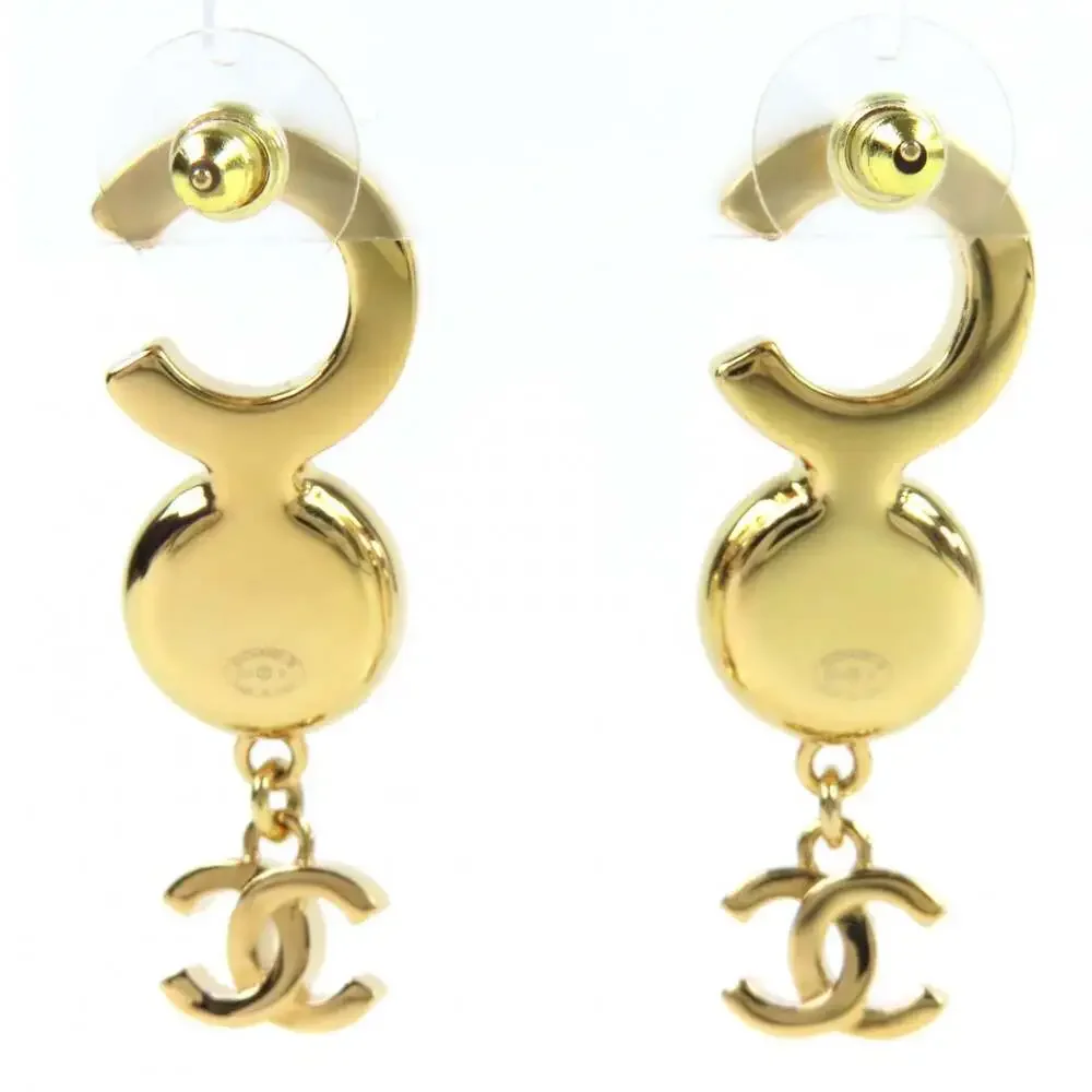 Chanel Cc Logo Earrings Gold-Tone Metal #250100C11B